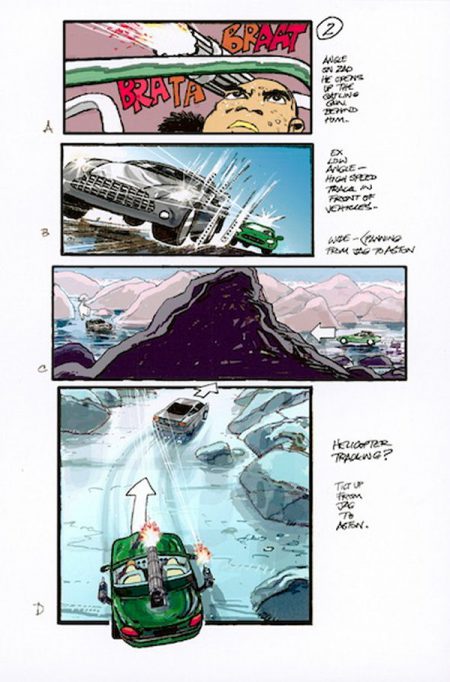 Die Another Day - Car chase on ice storyboard by Martin Asbury